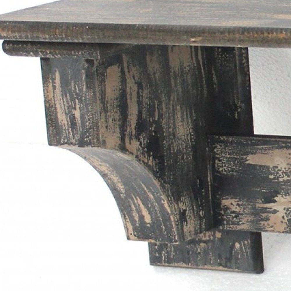 30" Black Distressed Wood Four Hook Wall Mounted Hanging Coat Rack HomeRoots