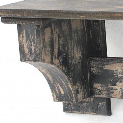 30" Black Distressed Wood Four Hook Wall Mounted Hanging Coat Rack HomeRoots