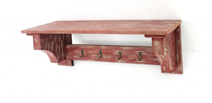30" Black Distressed Wood Four Hook Wall Mounted Hanging Coat Rack HomeRoots