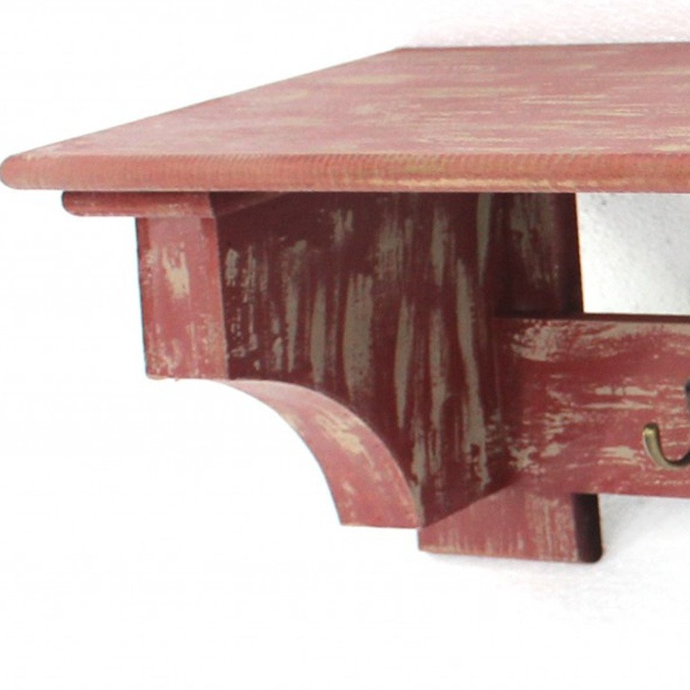 30" Black Distressed Wood Four Hook Wall Mounted Hanging Coat Rack HomeRoots