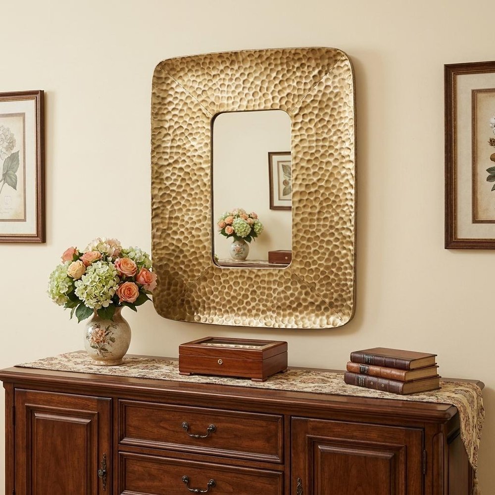 28" Gold Metal Framed Accent Mirror HomeRoots