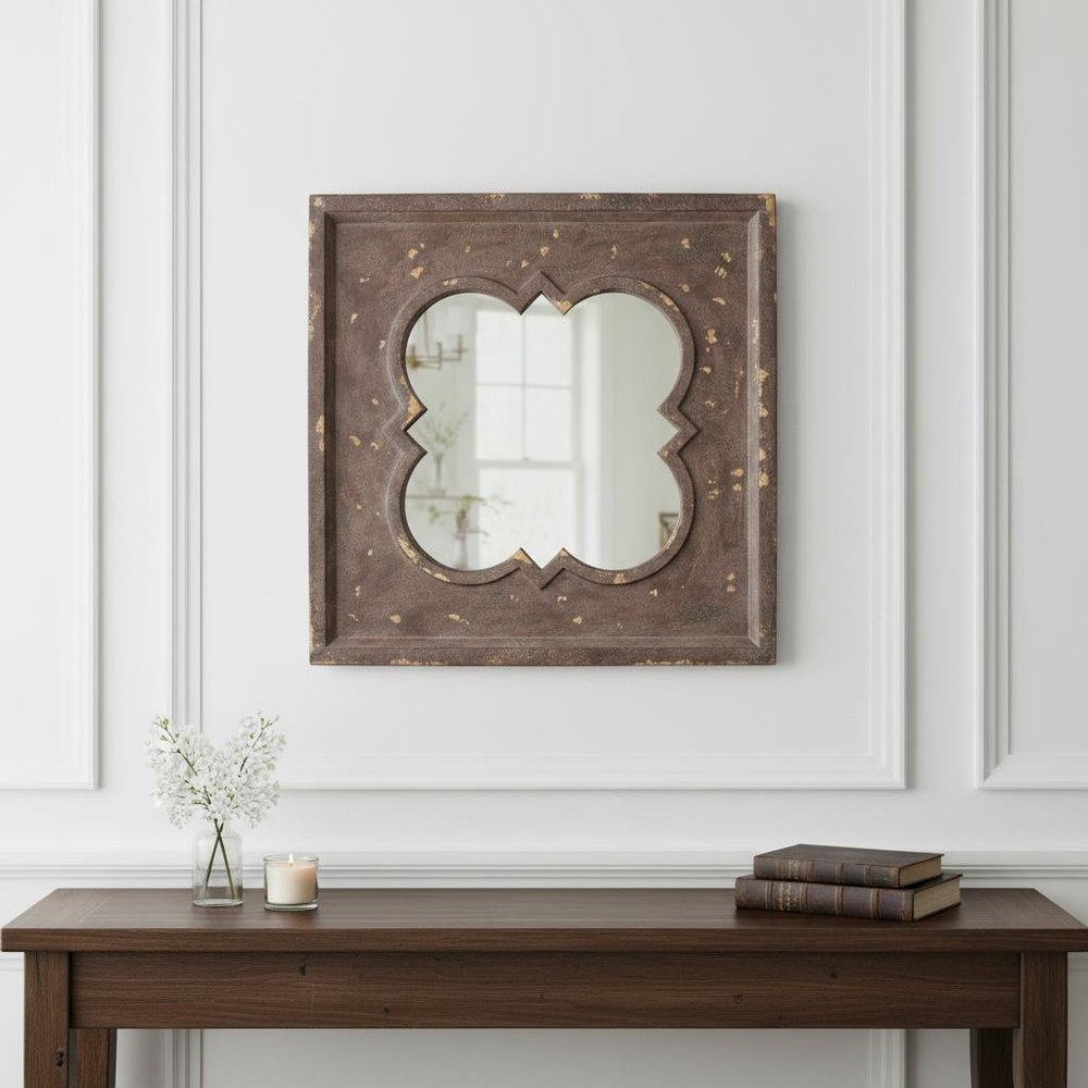 36" Bronze Square Wood Framed Accent Mirror HomeRoots