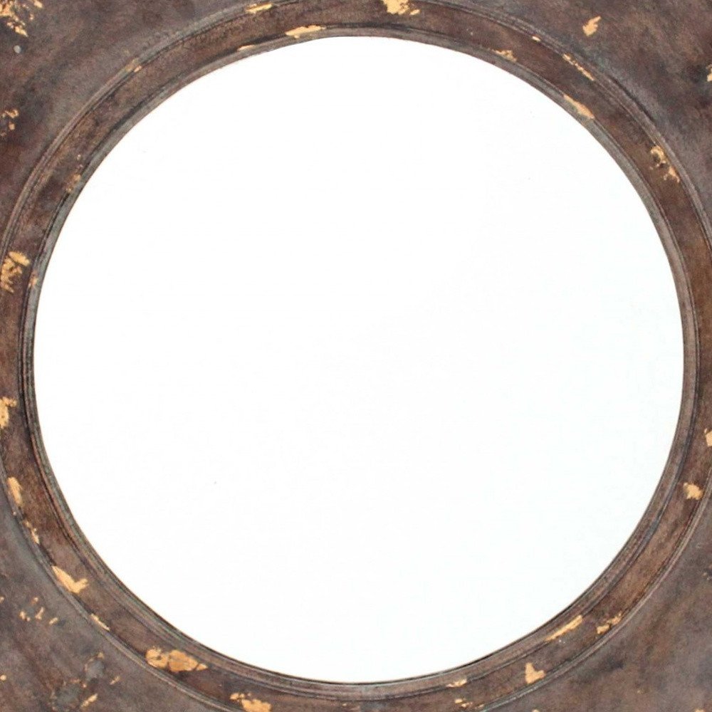 24" Bronze Hexagon Distressed Wood Framed Accent Mirror HomeRoots