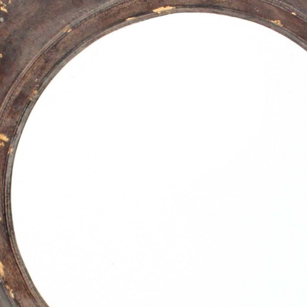 24" Bronze Hexagon Distressed Wood Framed Accent Mirror HomeRoots