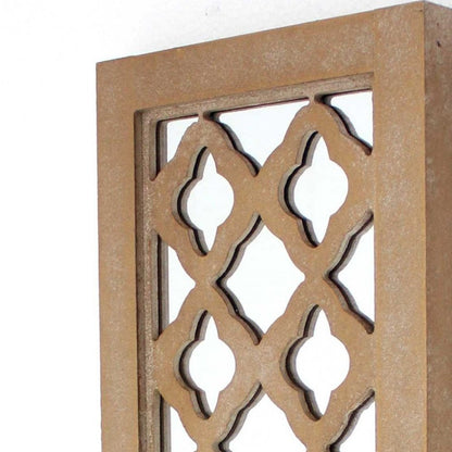 17" Tan Solid Wood Wall Sconce Candle Holder HomeRoots