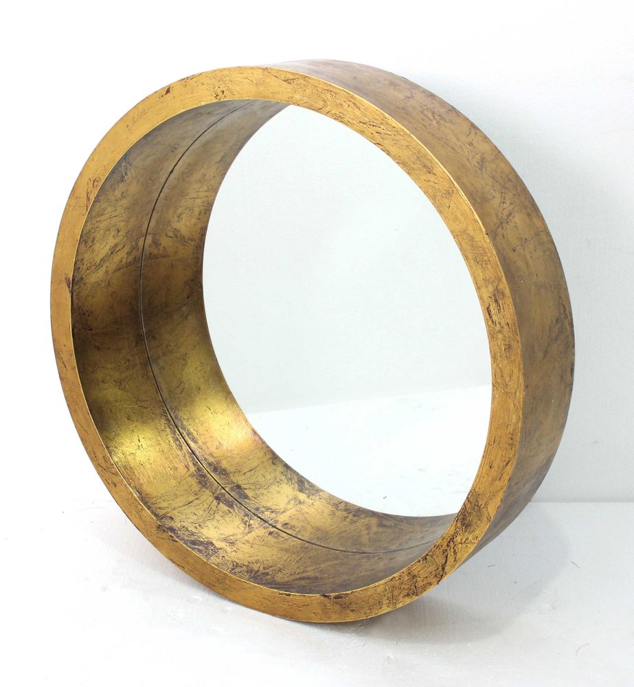 36" Gold Round Solid Wood Framed Accent Mirror HomeRoots