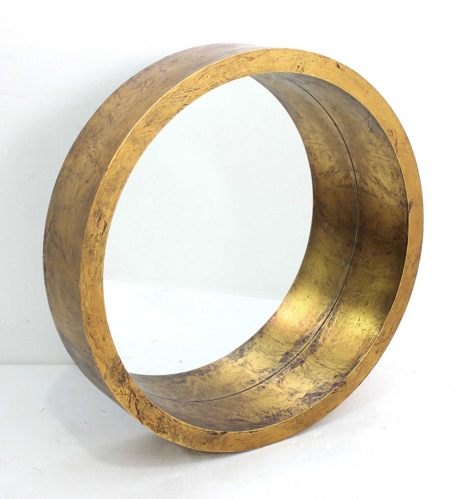 36" Gold Round Solid Wood Framed Accent Mirror HomeRoots