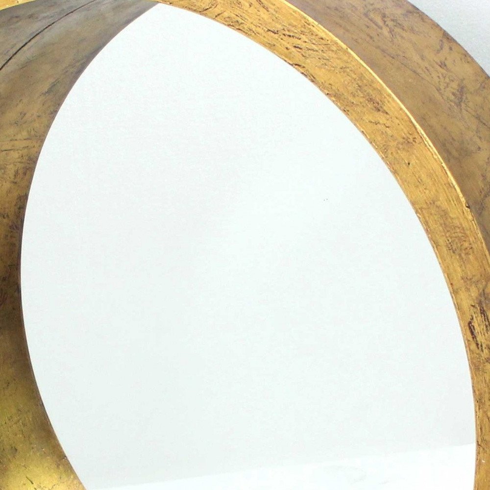 36" Gold Round Solid Wood Framed Accent Mirror HomeRoots