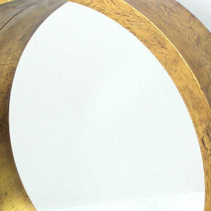 36" Gold Round Solid Wood Framed Accent Mirror HomeRoots