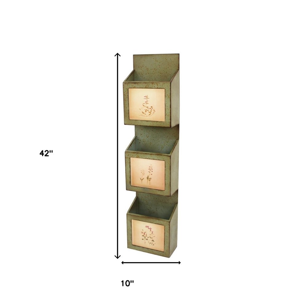 42" X 10" X 5" Green Rustic Vertical - Newspaper & Magazine Rack HomeRoots