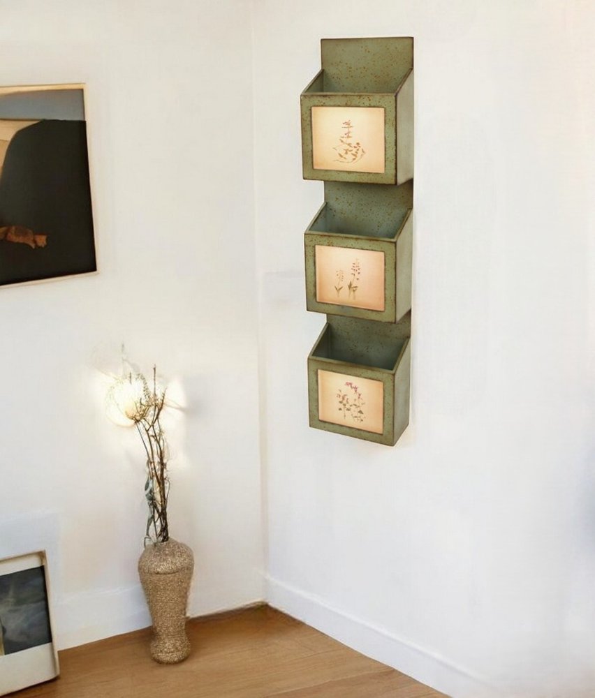 42" X 10" X 5" Green Rustic Vertical - Newspaper & Magazine Rack HomeRoots