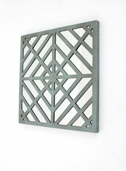 24" X 24" Blue Geometric Mirror Square Hanging Wall Decor HomeRoots