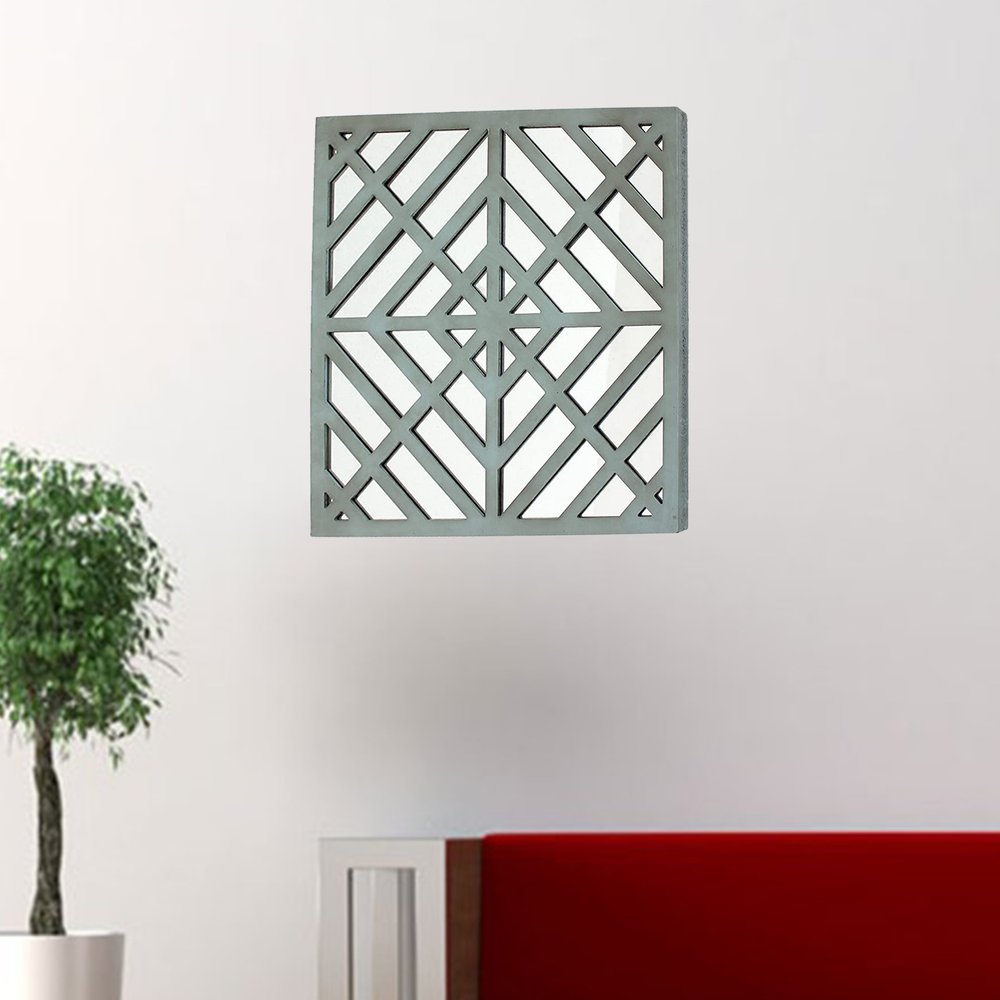 24" X 24" Blue Geometric Mirror Square Hanging Wall Decor HomeRoots