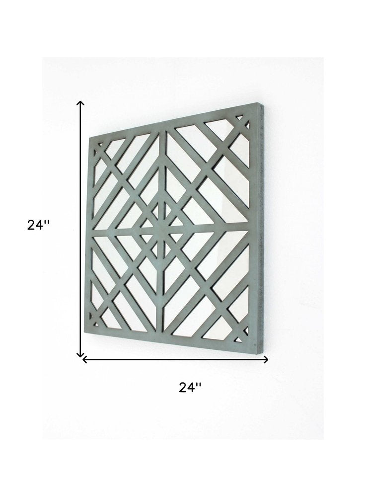 24" X 24" Blue Geometric Mirror Square Hanging Wall Decor HomeRoots