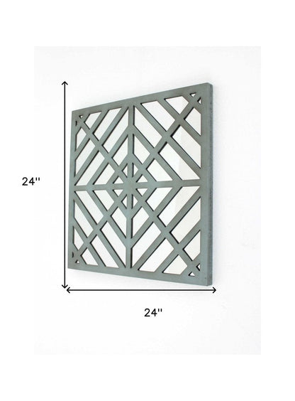 24" X 24" Blue Geometric Mirror Square Hanging Wall Decor HomeRoots