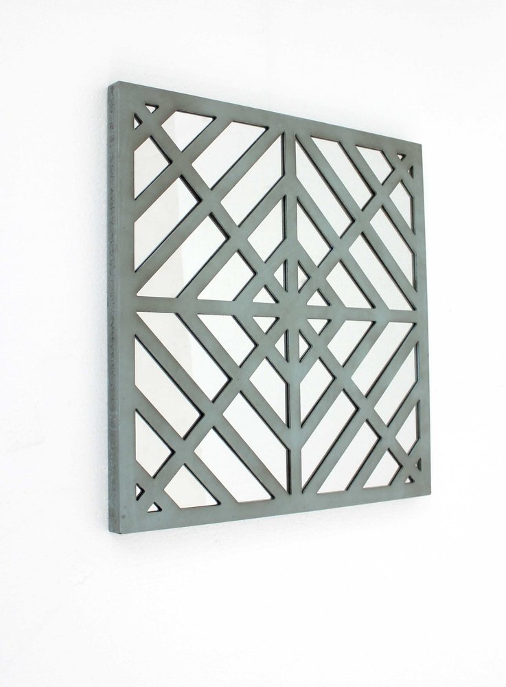 24" X 24" Blue Geometric Mirror Square Hanging Wall Decor HomeRoots