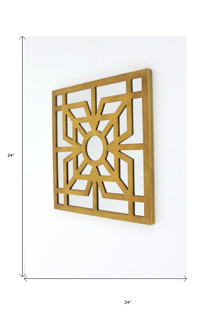 24" X 24" Blue Geometric Mirror Square Hanging Wall Decor HomeRoots