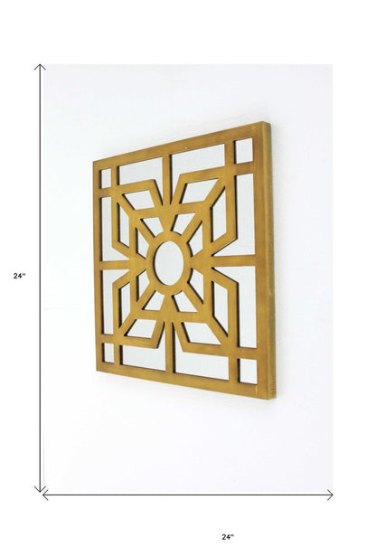 24" X 24" Blue Geometric Mirror Square Hanging Wall Decor HomeRoots