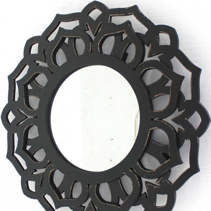 24" Black Abstract Wood Framed Accent Mirror HomeRoots
