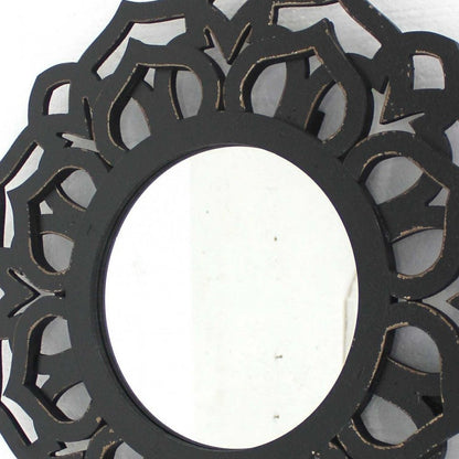 24" Black Abstract Wood Framed Accent Mirror HomeRoots