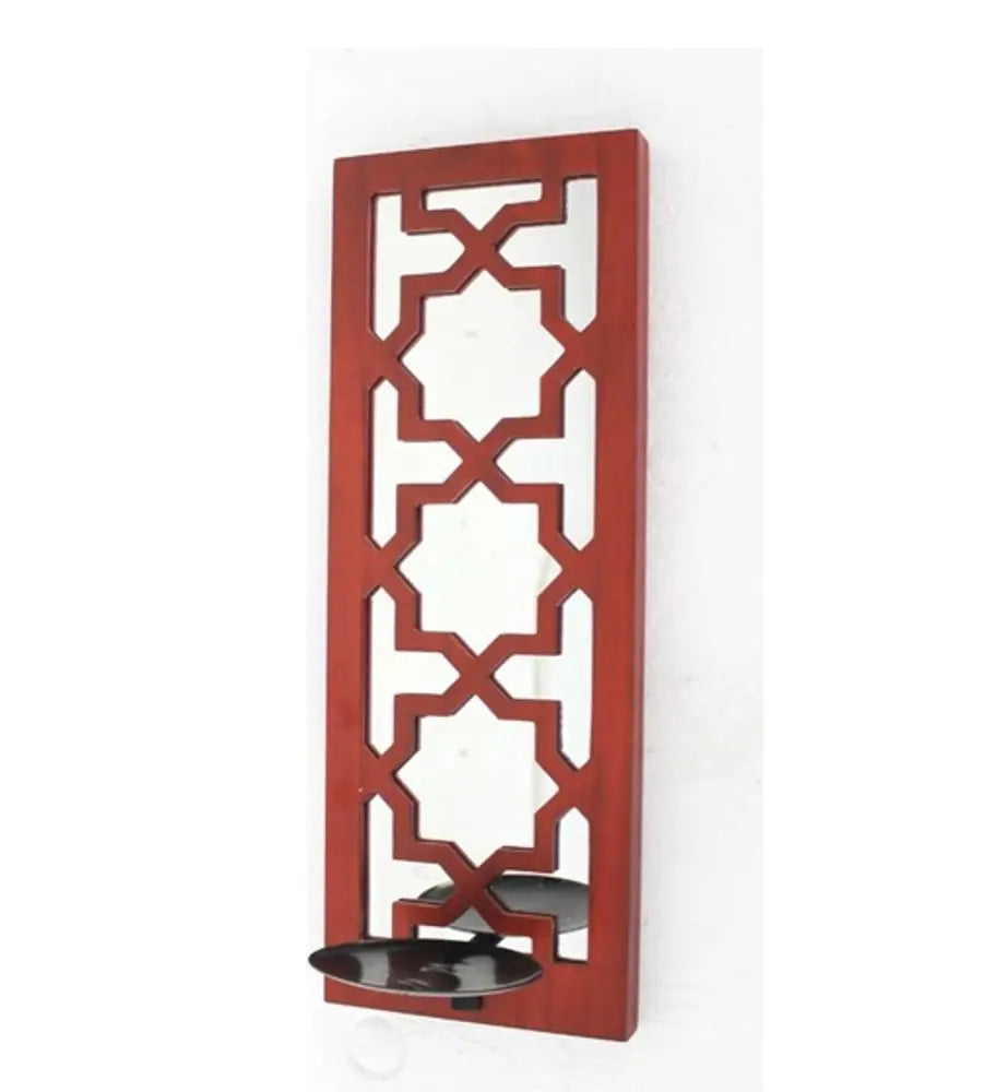 17" X 5" X 6" Red, Wooden Cross - Candle Holder Sconce HomeRoots