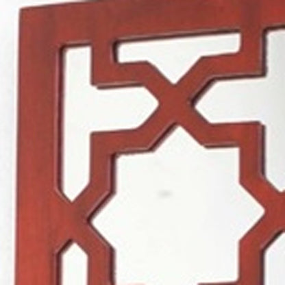 17" Red And Silver Lattice Solid Wood Wall Sconce Candle Holder HomeRoots