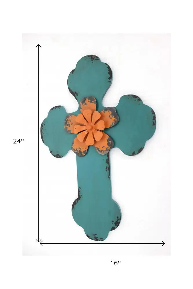 24" X 16" White Wood Cross HomeRoots