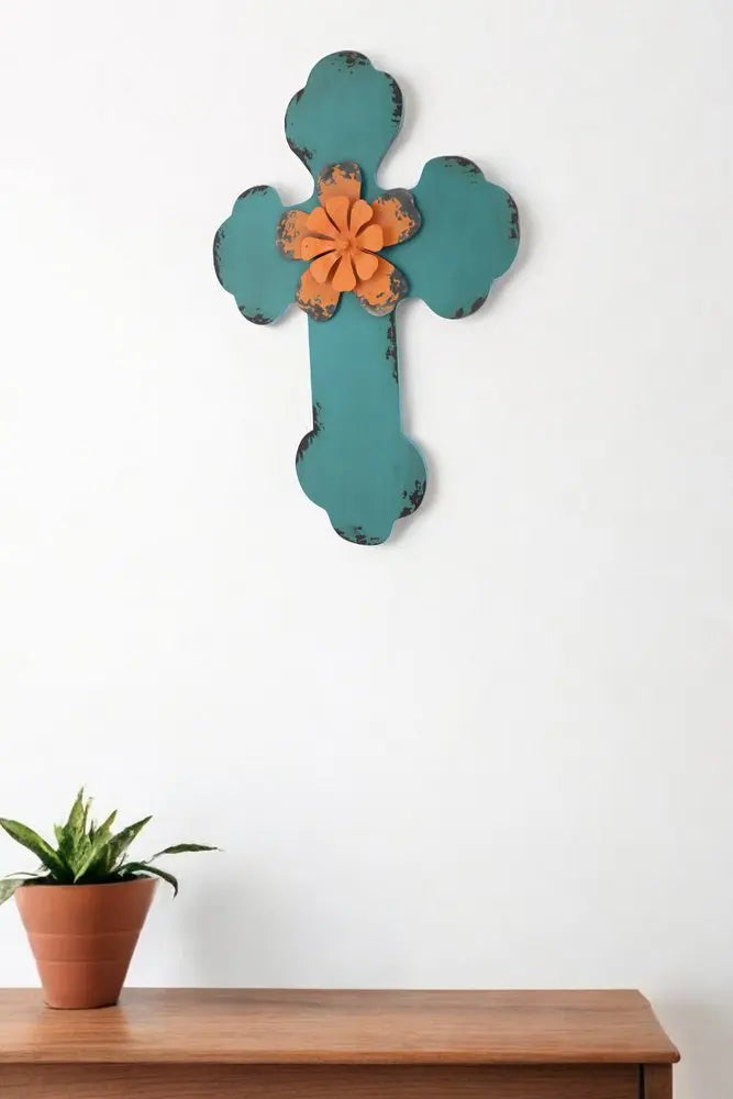 24" X 16" White Wood Cross HomeRoots