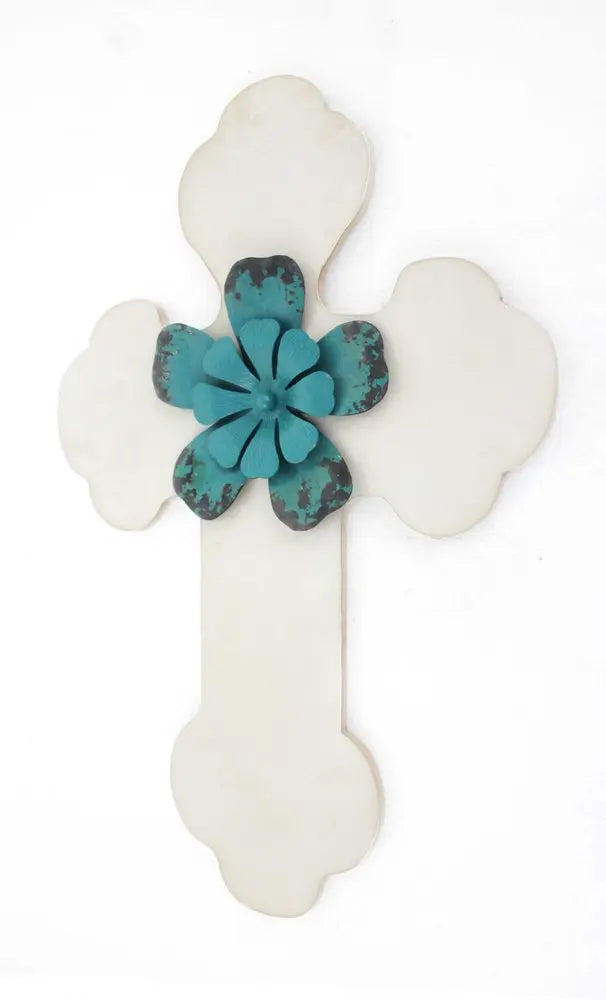 24" X 16" White Wood Cross HomeRoots