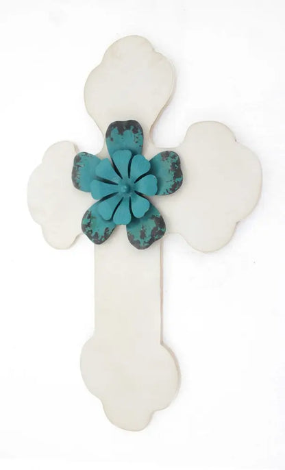 24" X 16" White Wood Cross HomeRoots