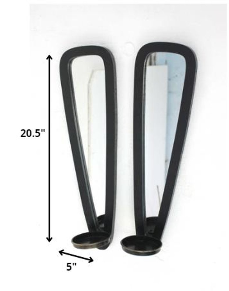 Set of Two Black Solid Wood Wall Sconce Candle Holders HomeRoots