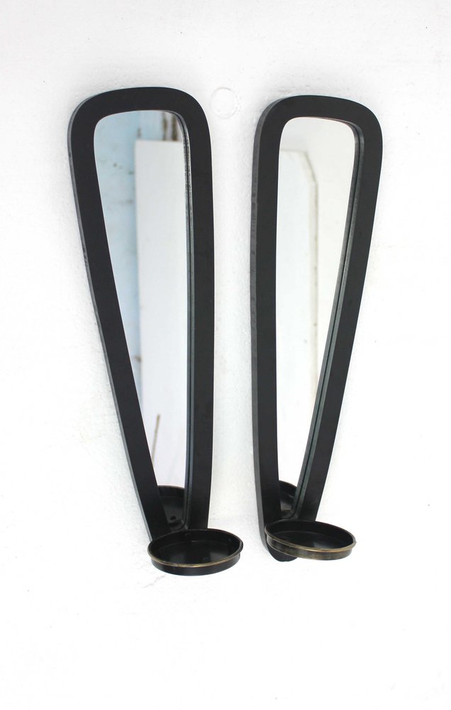 Set of Two Black Solid Wood Wall Sconce Candle Holders HomeRoots
