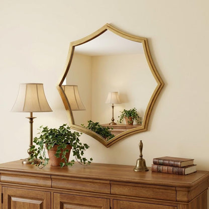 33" Gold Octagon Metal Framed Accent Mirror HomeRoots