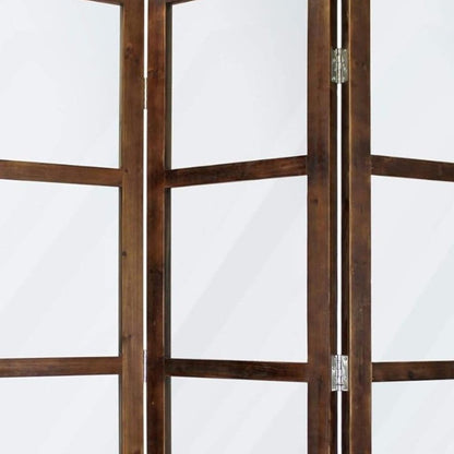 84" Brown Folding Three Panel Screen Room Divider HomeRoots