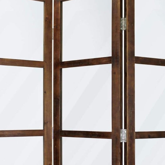 84" Brown Folding Three Panel Screen Room Divider HomeRoots