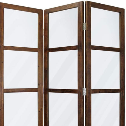 84" Brown Folding Three Panel Screen Room Divider HomeRoots