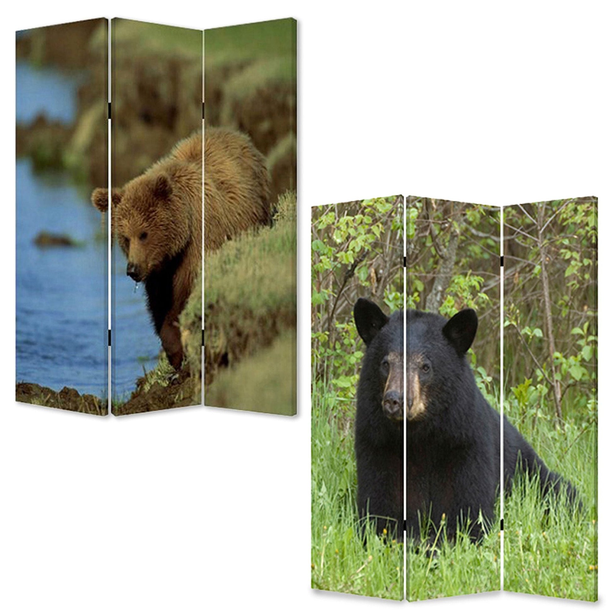 72" Blue And Green Canvas Folding Three Panel Screen Room Divider HomeRoots