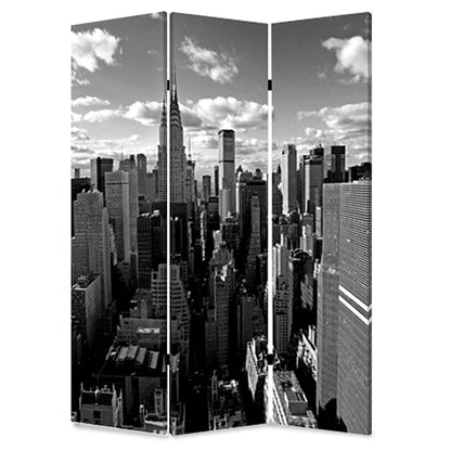 72" Gray Canvas Folding Three Panel Screen Room Divider HomeRoots
