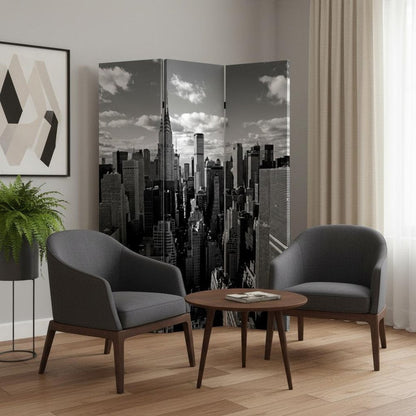 72" Gray Canvas Folding Three Panel Screen Room Divider HomeRoots
