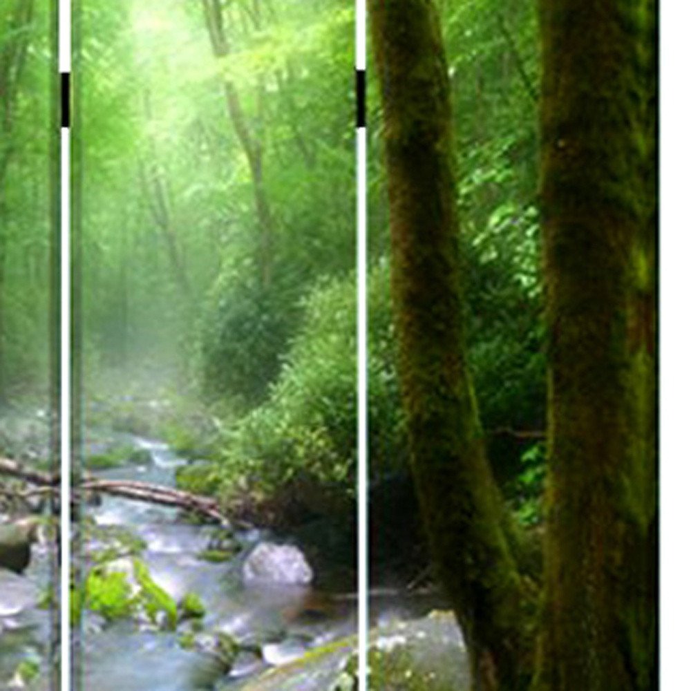 72" Green CanvasFolding Three Panel Screen Room Divider HomeRoots