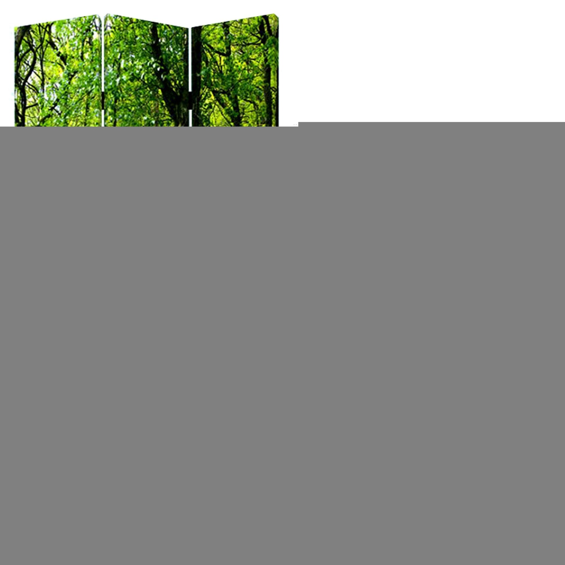 72" Green CanvasFolding Three Panel Screen Room Divider HomeRoots