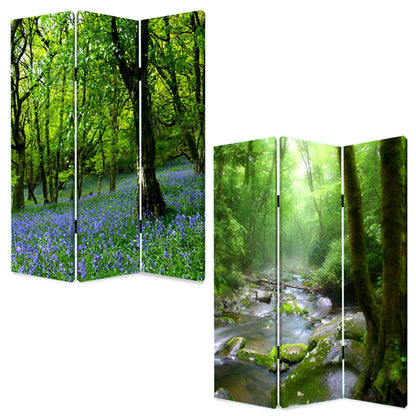 72" Green CanvasFolding Three Panel Screen Room Divider HomeRoots