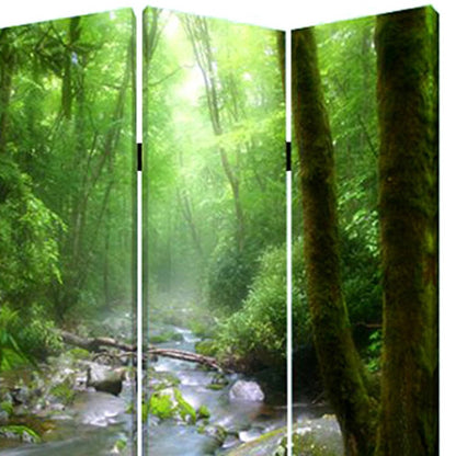 72" Green CanvasFolding Three Panel Screen Room Divider HomeRoots