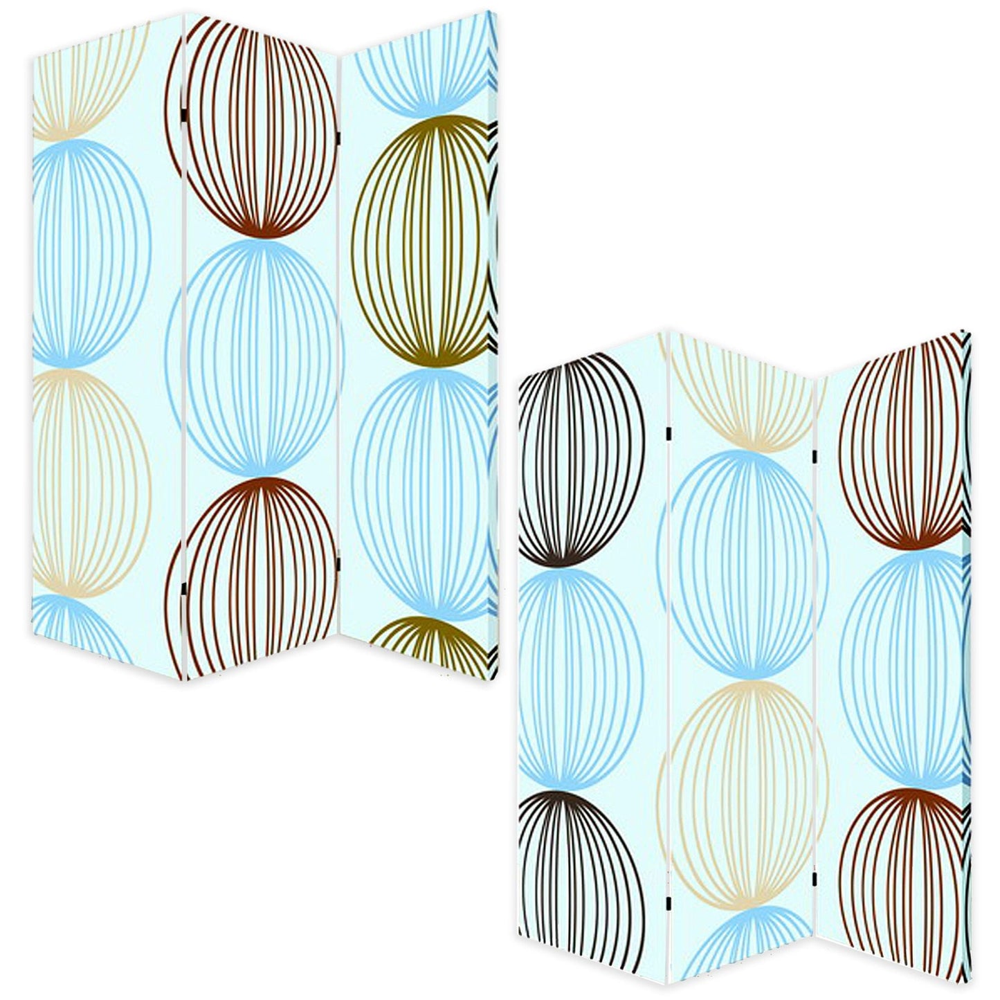 72" Blue Canvas Folding Three Panel Screen Room Divider HomeRoots