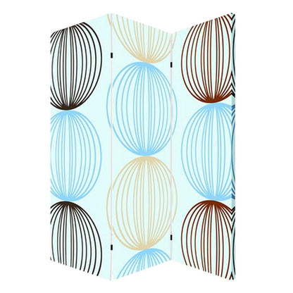 72" Blue Canvas Folding Three Panel Screen Room Divider HomeRoots