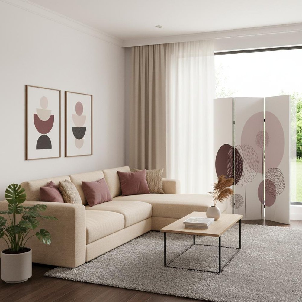 72" Green Canvas Folding Three Panel Screen Room Divider HomeRoots