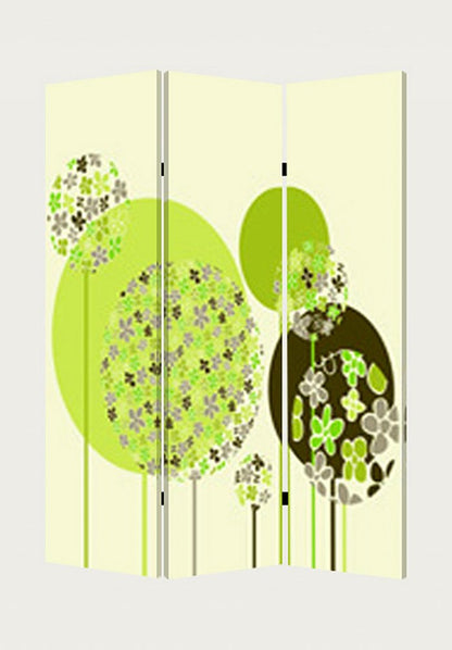 72" Green Canvas Folding Three Panel Screen Room Divider HomeRoots