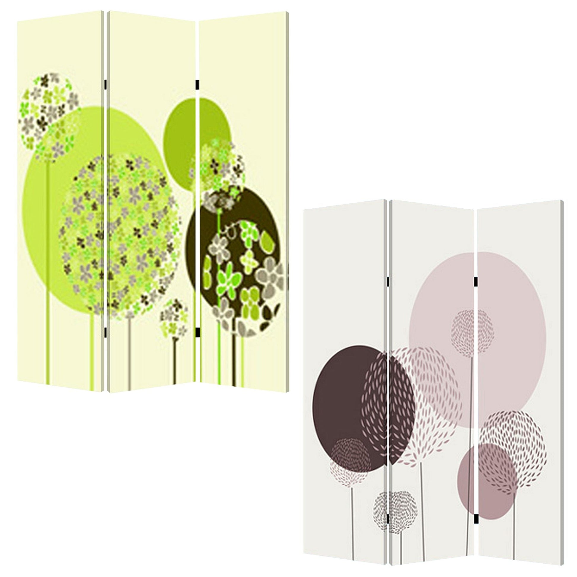 72" Green Canvas Folding Three Panel Screen Room Divider HomeRoots