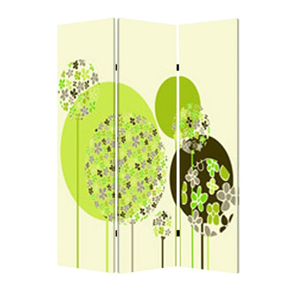 72" Green Canvas Folding Three Panel Screen Room Divider HomeRoots