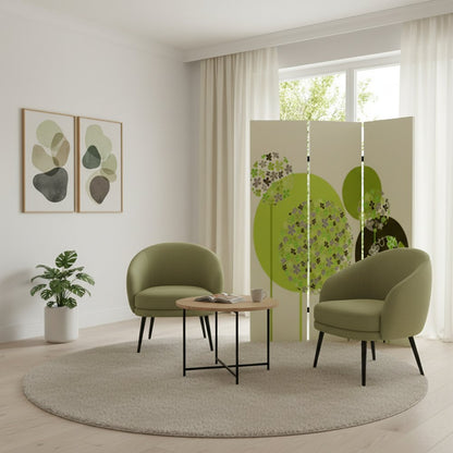 72" Green Canvas Folding Three Panel Screen Room Divider HomeRoots
